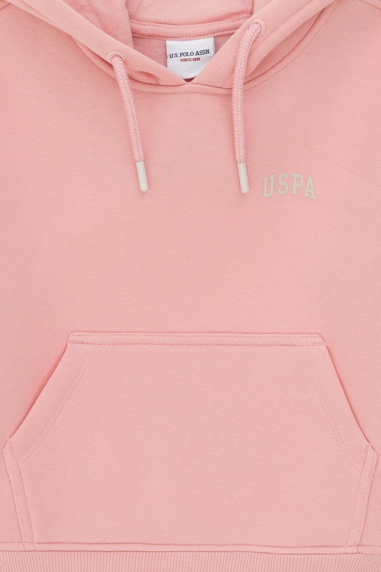 Kız Çocuk Pudra Basic Kapüşonlu Sweatshirt - 50297438017