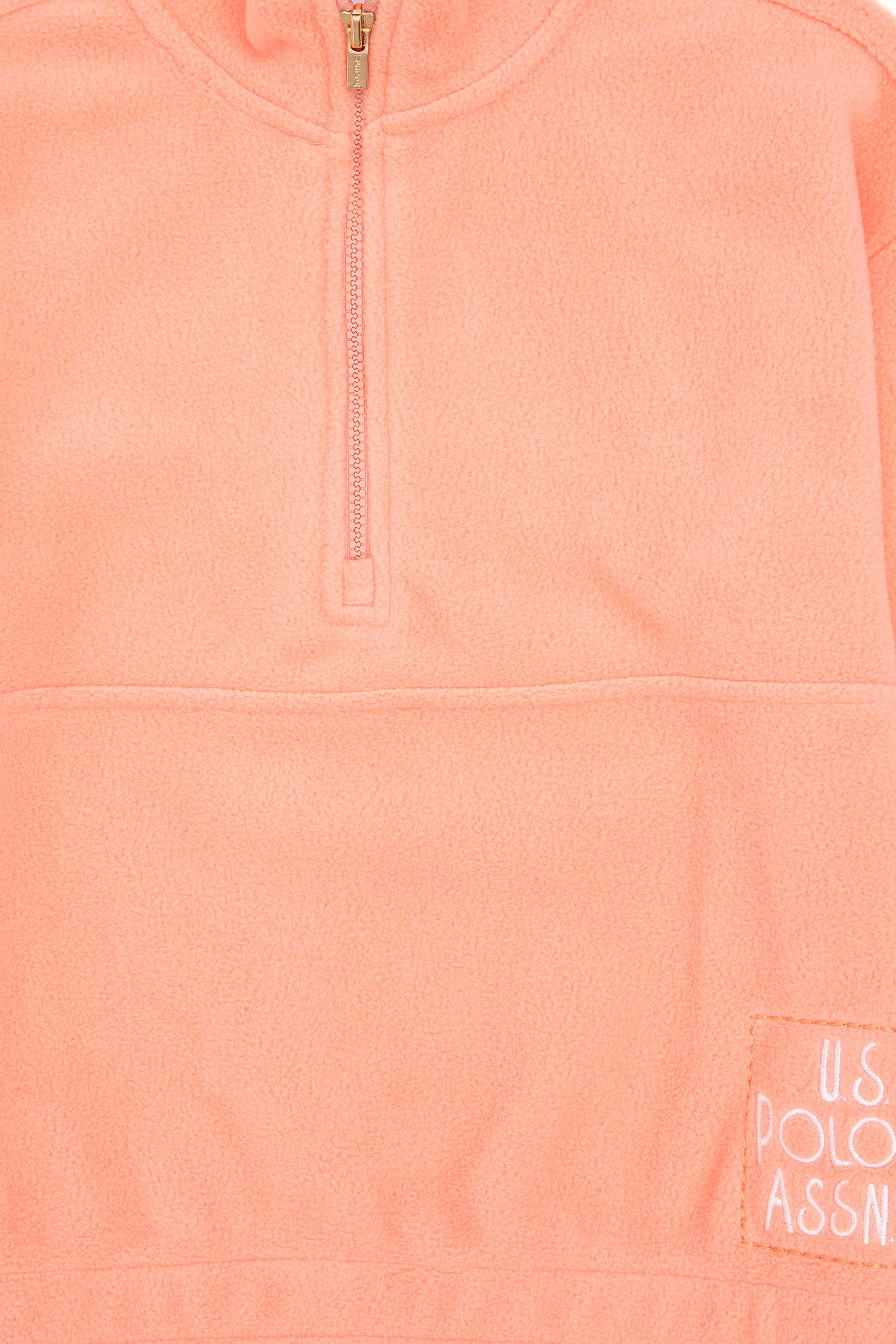 Kız Çocuk Somon Yarım Fermuarlı Polar Sweatshirt - Image 5