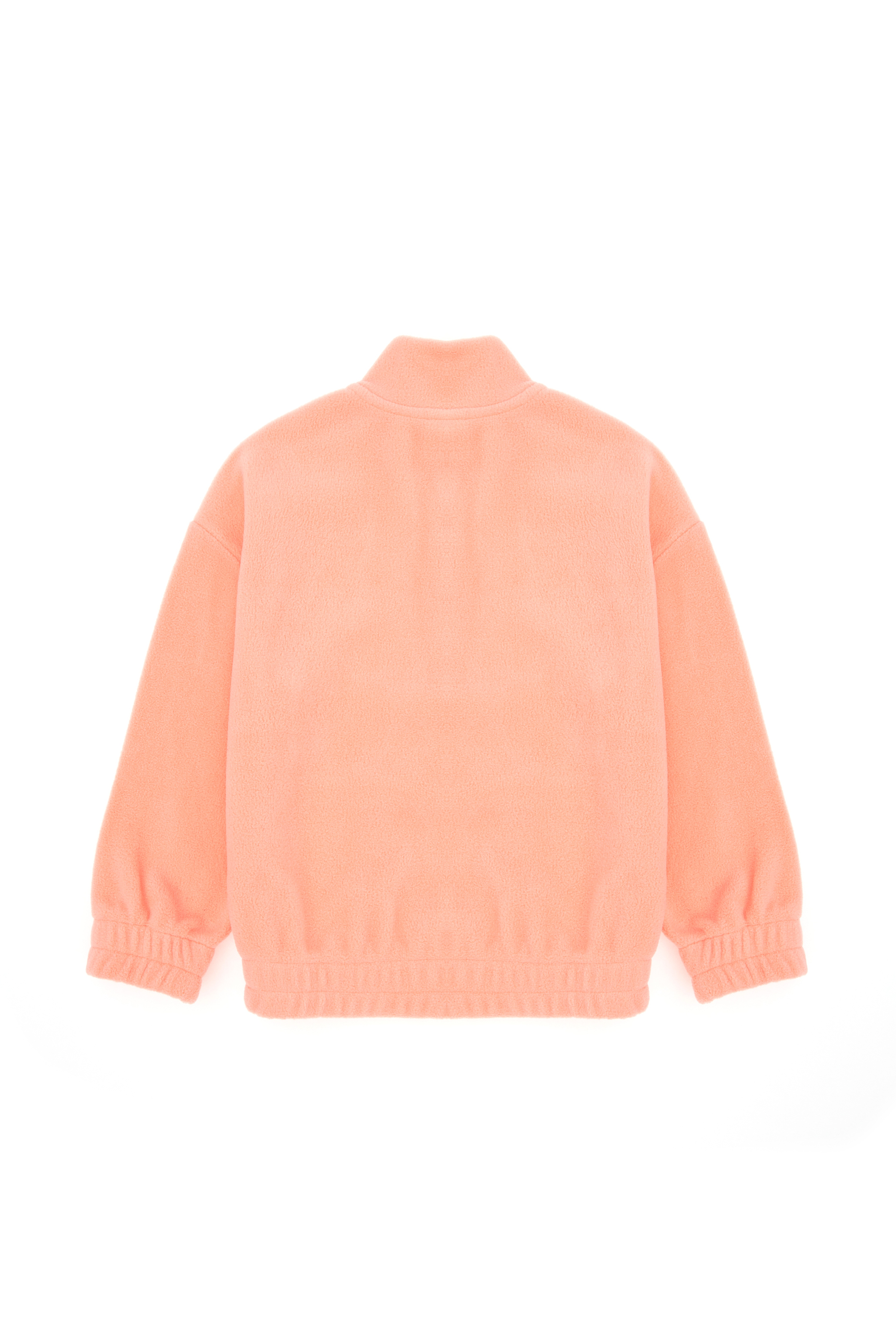 Kız Çocuk Somon Yarım Fermuarlı Polar Sweatshirt