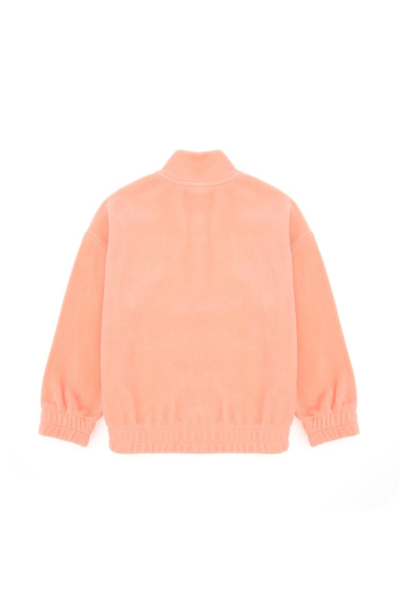 Kız Çocuk Somon Yarım Fermuarlı Polar Sweatshirt - 50298983012