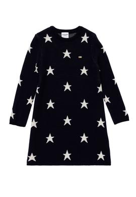 Kız Çocuk Lacivert Triko Balıkçı Yaka Triko Elbise - 50297157012