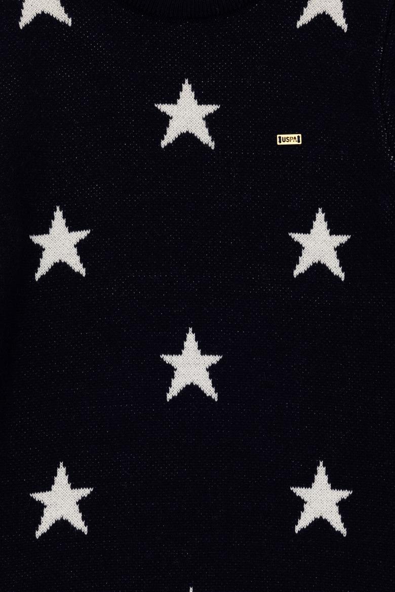 Kız Çocuk Lacivert Triko Balıkçı Yaka Triko Elbise - 50297157012