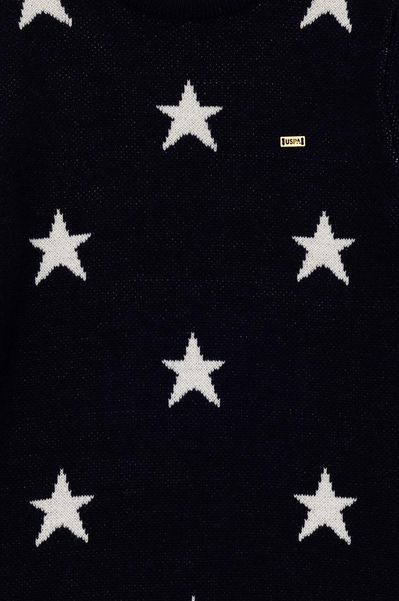 Kız Çocuk Lacivert Triko Balıkçı Yaka Triko Elbise