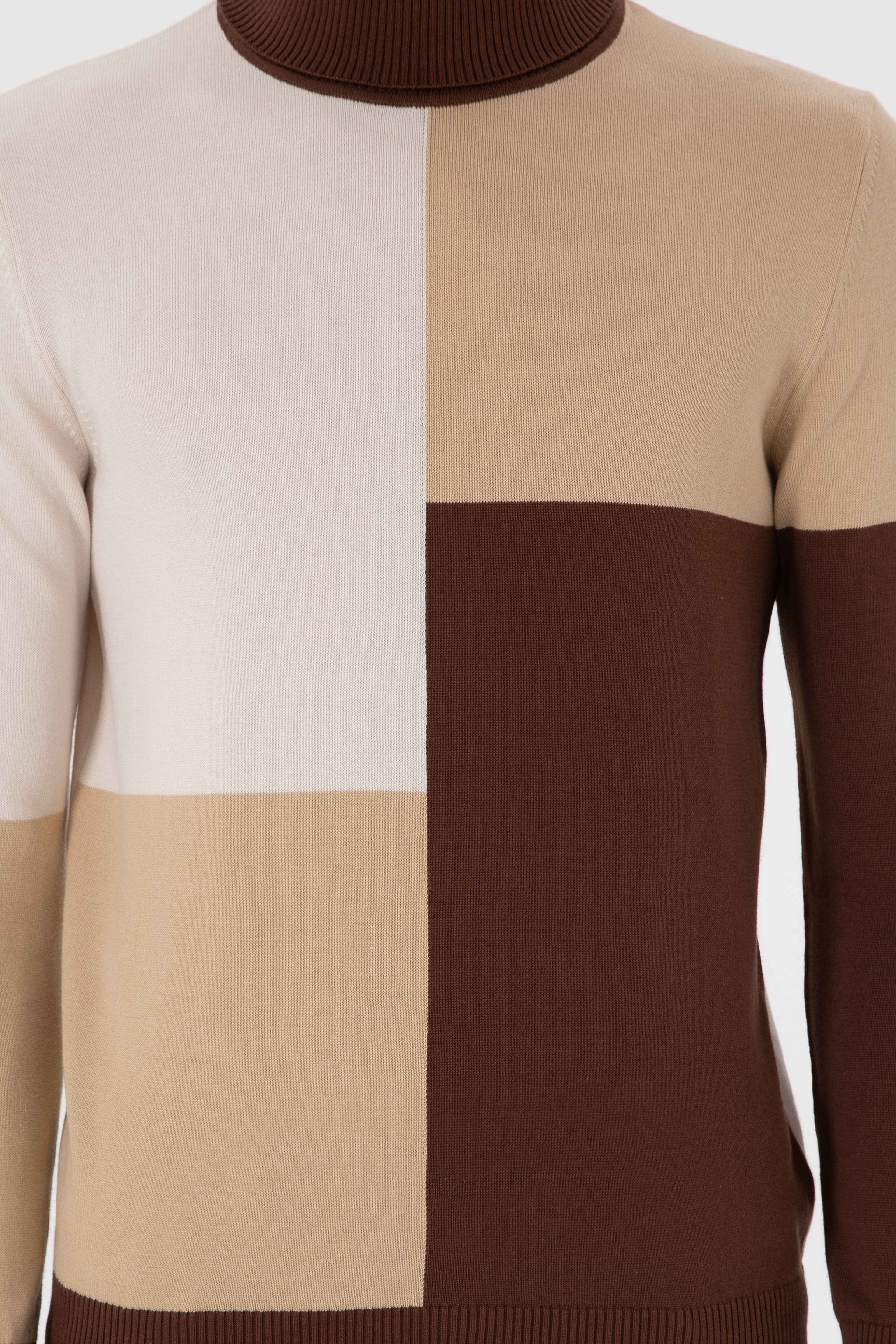 Erkek Slim Fit Balıkçı Yaka Kum Kazak - Image 6