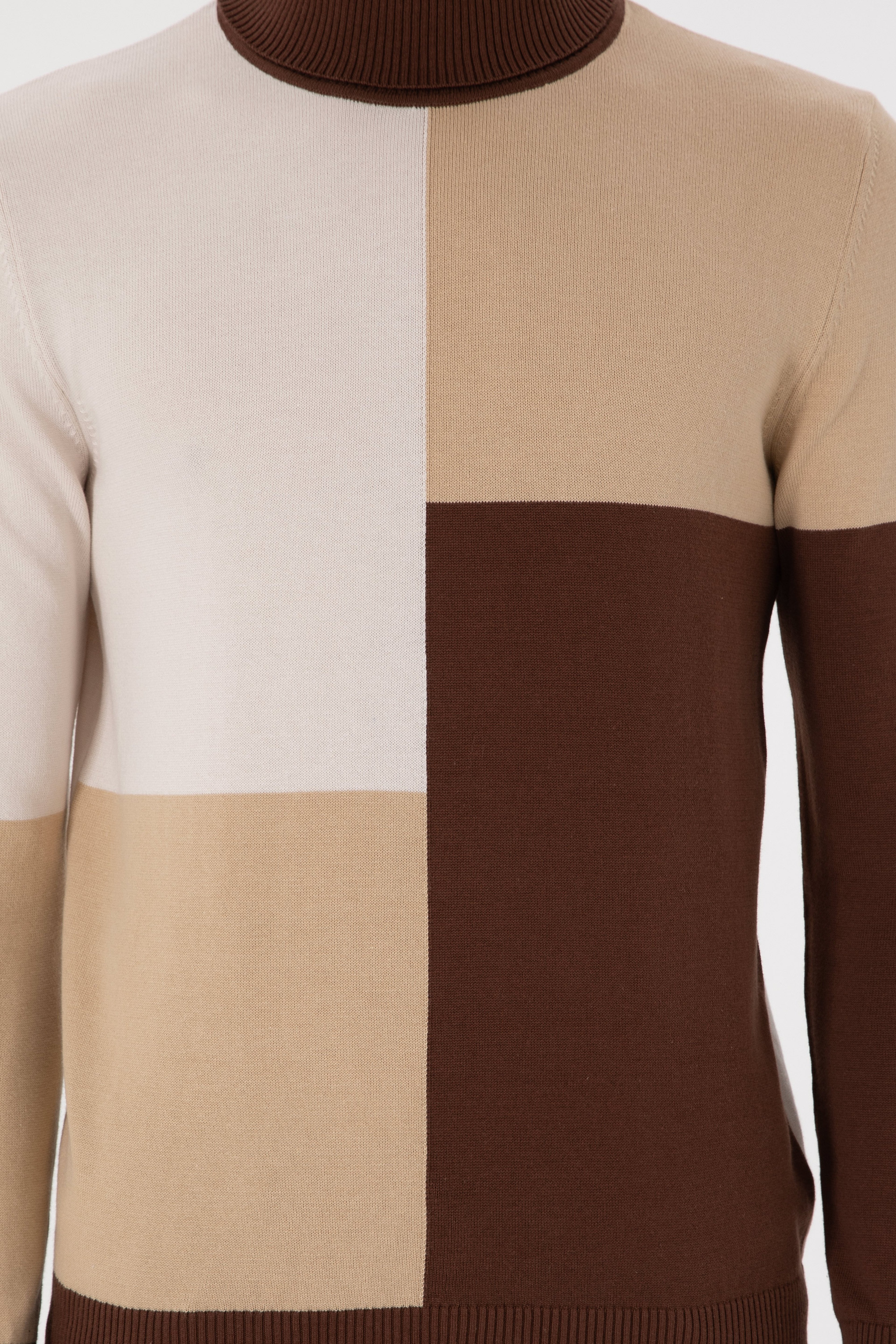 Erkek Slim Fit Balıkçı Yaka Kum Kazak
