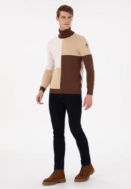Erkek Slim Fit Balıkçı Yaka Kum Kazak - 50297057010
