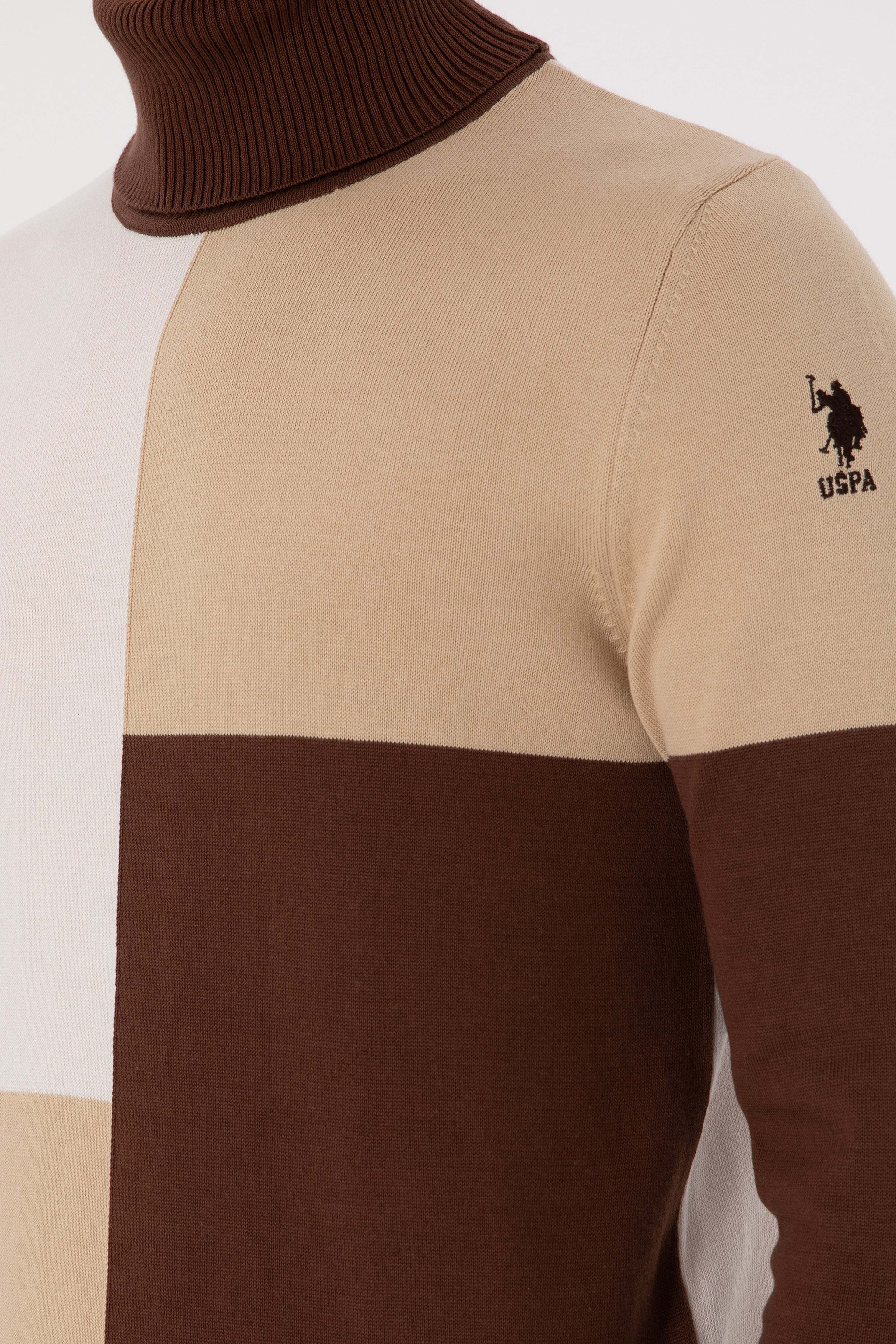 Erkek Slim Fit Balıkçı Yaka Kum Kazak - Image 7