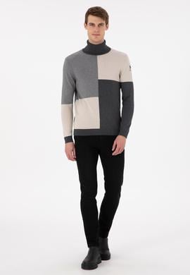 Erkek Slim Fit Yarım Balıkçı Yaka Koyu Yeşil Kazak - 50297057009