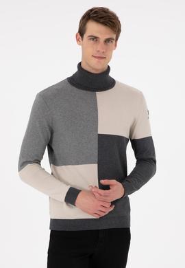 Erkek Slim Fit Yarım Balıkçı Yaka Koyu Yeşil Kazak - 50297057009