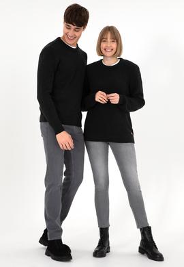 Erkek Regular Fit Bisiklet Yaka Siyah Kazak - 50297049019