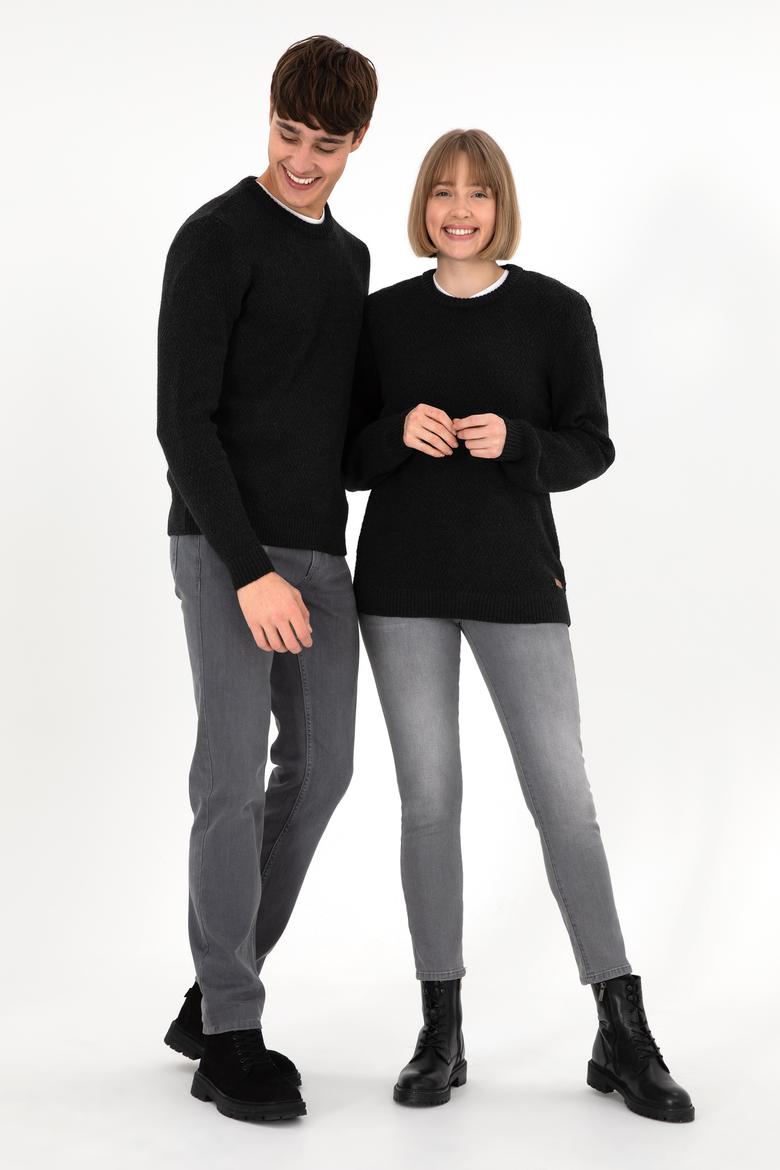 Erkek Regular Fit Bisiklet Yaka Siyah Kazak