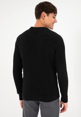 Erkek Regular Fit Bisiklet Yaka Siyah Kazak - 50297049019