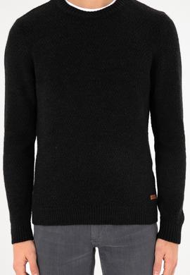 Erkek Regular Fit Bisiklet Yaka Siyah Kazak - 50297049019