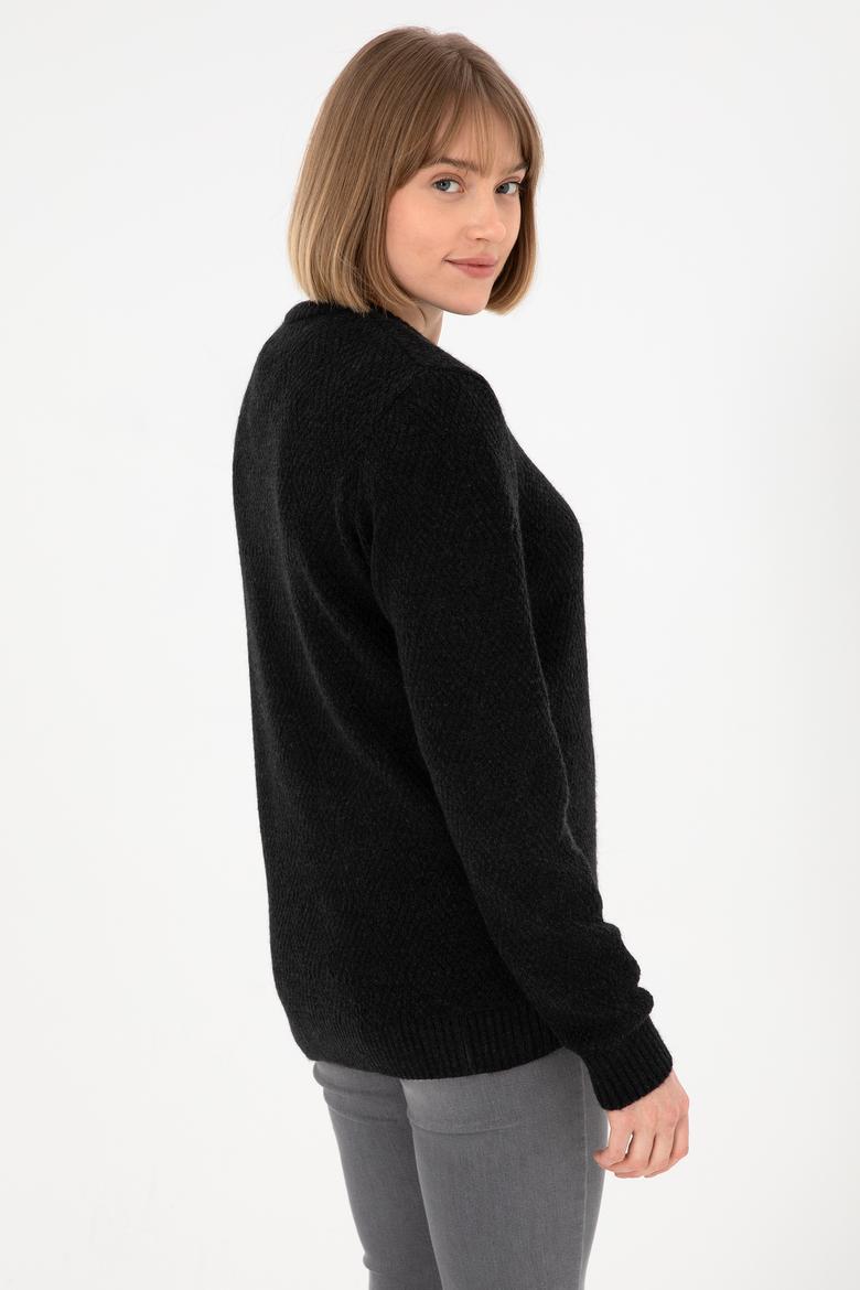 Erkek Regular Fit Bisiklet Yaka Siyah Kazak - 50297049019