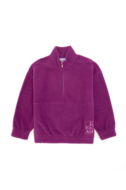 Kız Çocuk Menekşe Yarım Fermuarlı Polar Sweatshirt