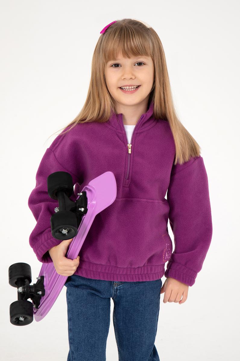 Kız Çocuk Menekşe Yarım Fermuarlı Polar Sweatshirt