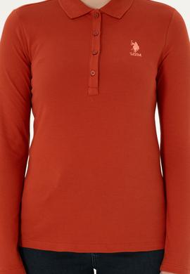 Kadın Kiremit Basic Polo Yaka Sweatshirt - 50297906007