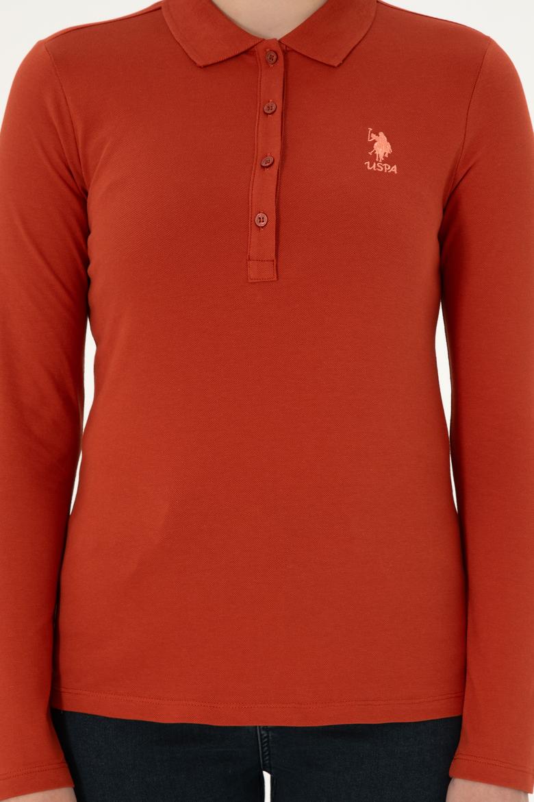 Kadın Kiremit Basic Polo Yaka Sweatshirt - 50297906007