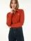 Kadın Kiremit Basic Polo Yaka Sweatshirt