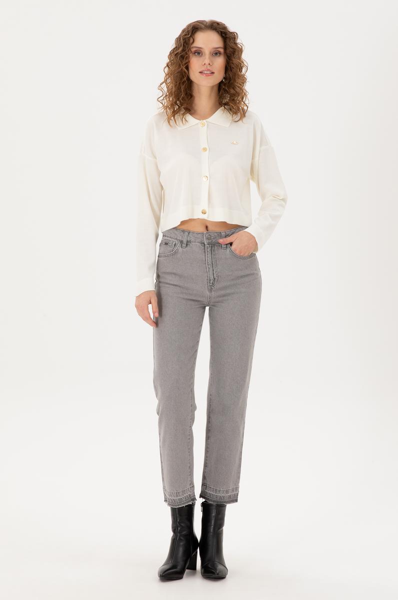 Kadın Gri Jean Pantolon