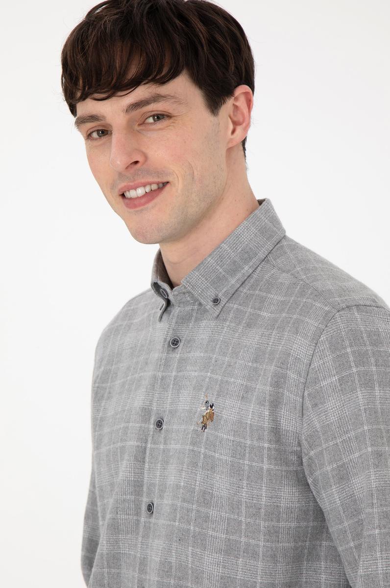 Erkek Gri Uzun Kollu Gömlek