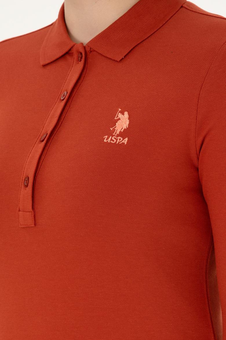 Kadın Kiremit Basic Polo Yaka Sweatshirt - 50297906007