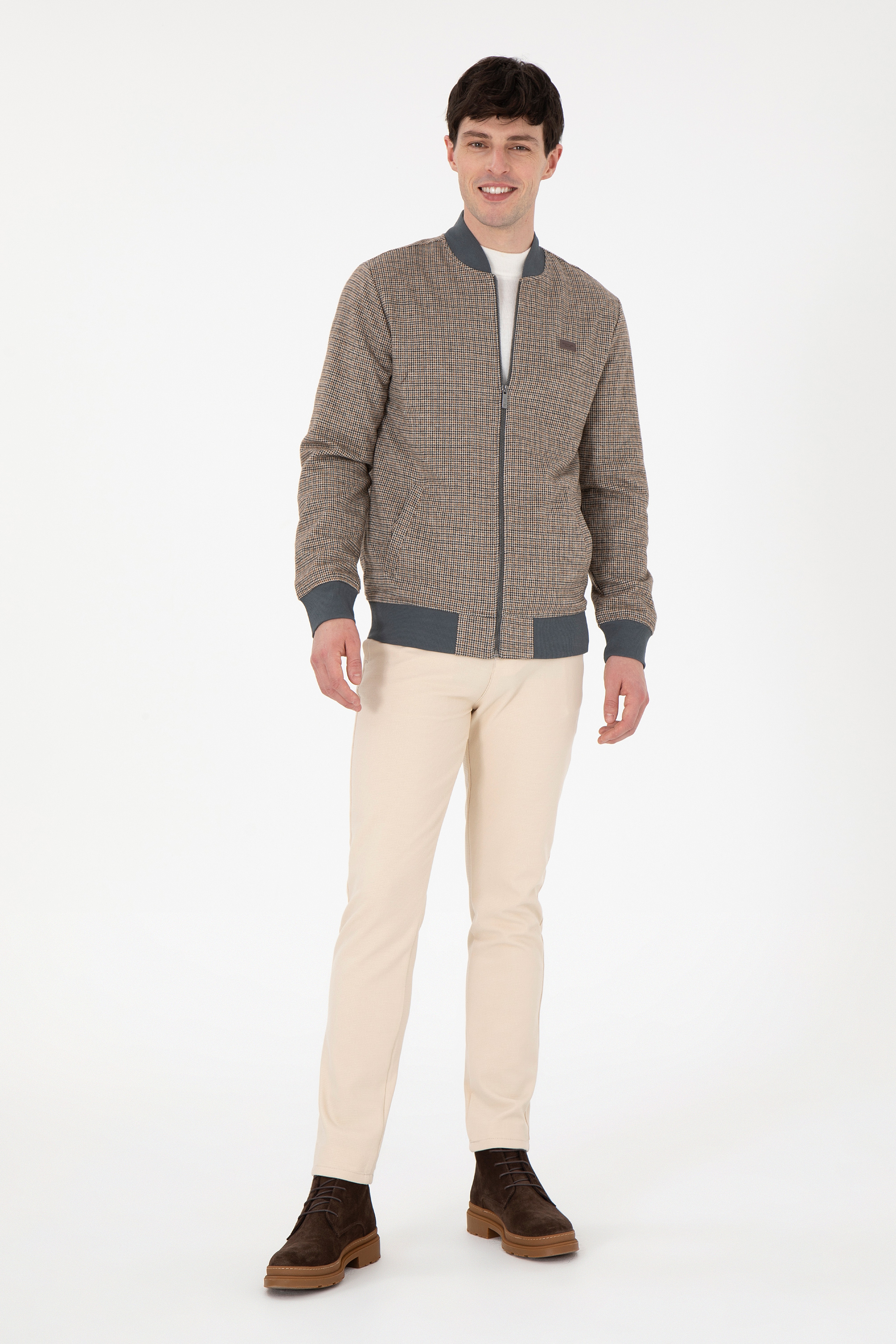 Erkek Slim Fit Krem Kanvas Pantolon - Image 3