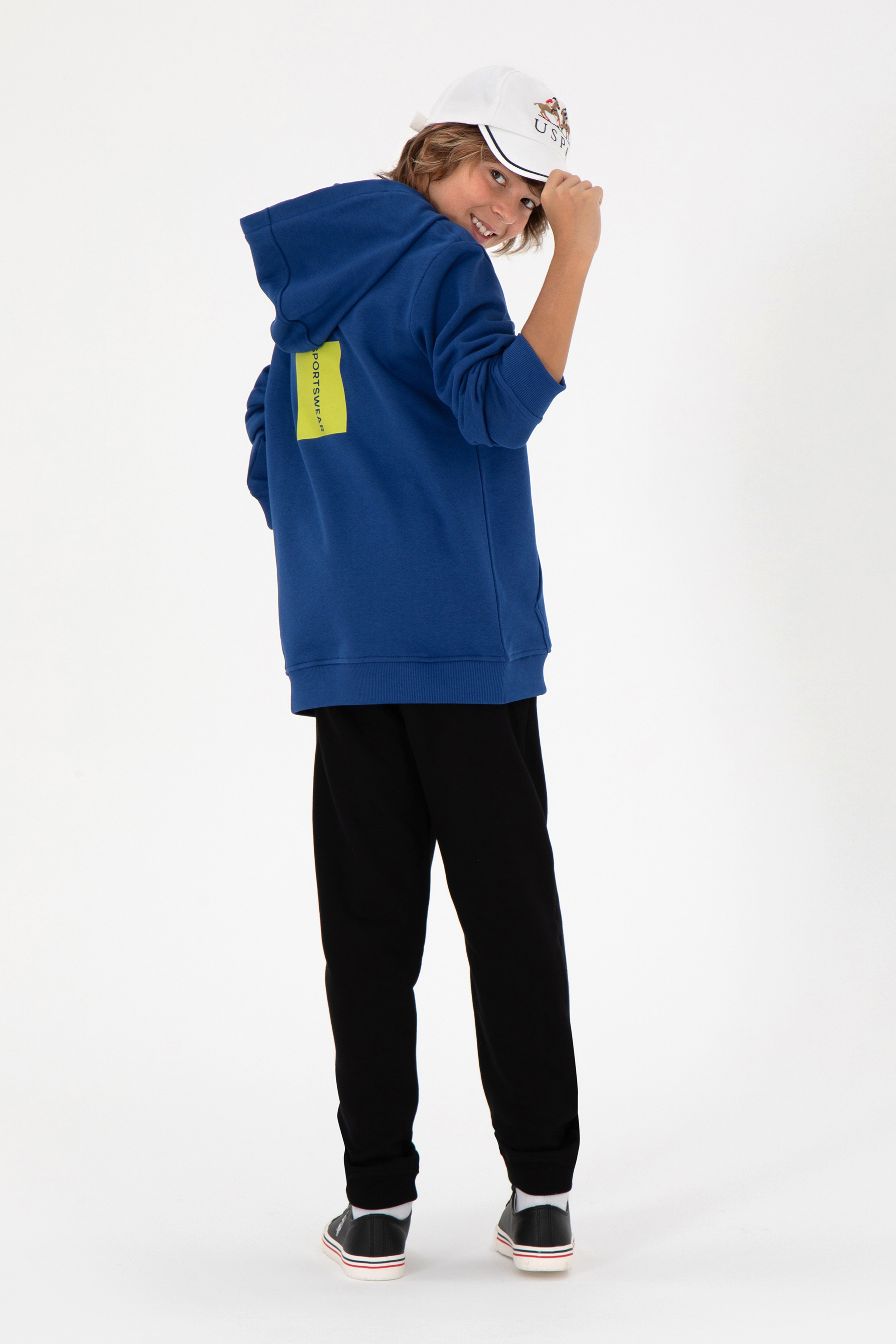 Erkek Çocuk İndigo Kapüşonlu Sweatshirt