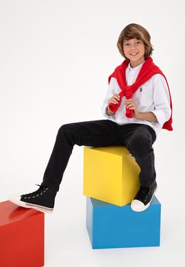 Erkek Çocuk Beyaz Uzun Kollu Basic Gömlek - 50297377016