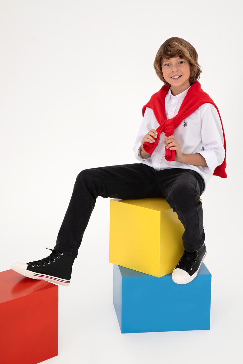 Erkek Çocuk Beyaz Uzun Kollu Basic Gömlek - 50297377016