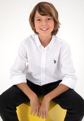 Erkek Çocuk Beyaz Uzun Kollu Basic Gömlek - 50297377016