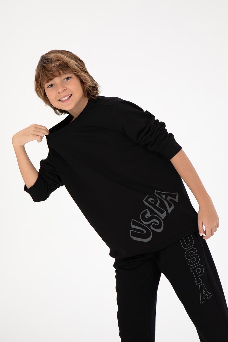 Erkek Çocuk Siyah Bisiklet Yaka Sweatshirt