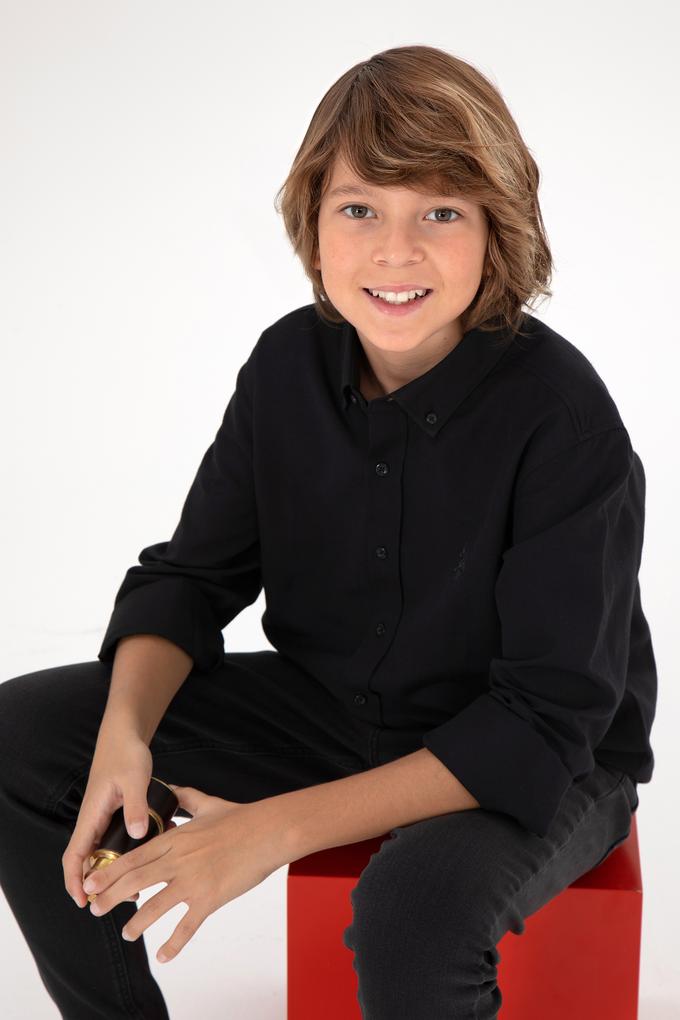 Erkek Çocuk Siyah Uzun Kollu Basic Gömlek