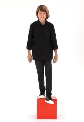 Erkek Çocuk Siyah Uzun Kollu Basic Gömlek - 50297377051