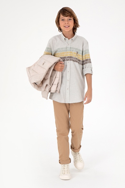 Erkek Çocuk Camel Kanvas Pantolon