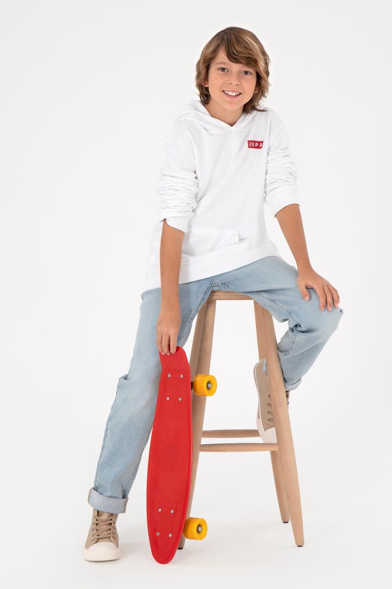 Erkek Çocuk Beyaz Kapüşonlu Sweatshirt - 50293566013