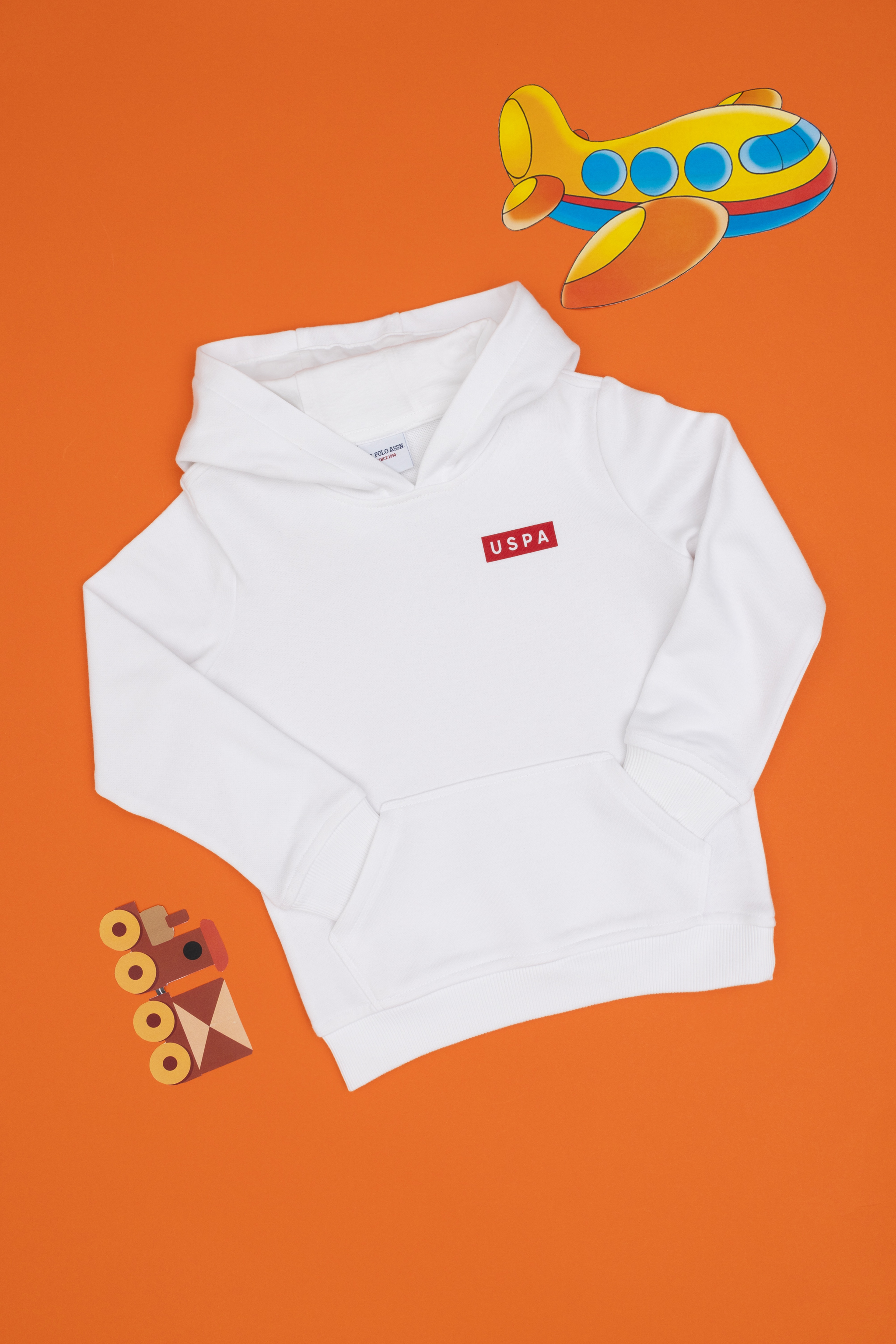 Erkek Çocuk Beyaz Kapüşonlu Sweatshirt - Image 3