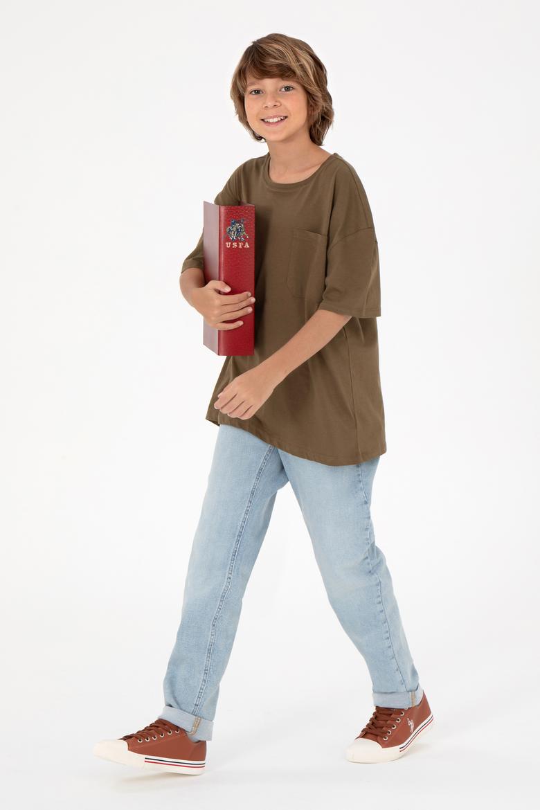 Erkek Çocuk Haki Bisiklet Yaka Tiört - 50295428013