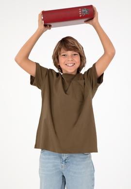 Erkek Çocuk Haki Bisiklet Yaka Tiört - 50295428013