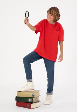 Erkek Çocuk Kırmızı Bisiklet Yaka Tişört - 50295428027