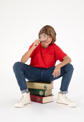 Erkek Çocuk Kırmızı Bisiklet Yaka Tişört - 50295428027