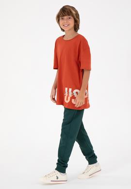 Erkek Çocuk Kiremit Bisiklet Yaka Tişört - 50295427039