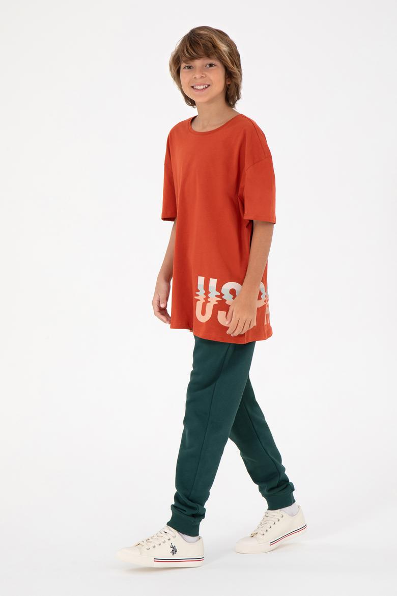 Erkek Çocuk Kiremit Bisiklet Yaka Tişört - 50295427039