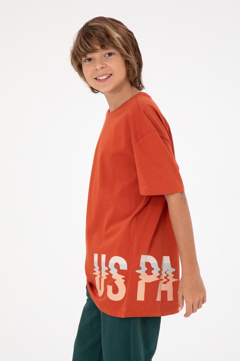 Erkek Çocuk Kiremit Bisiklet Yaka Tişört