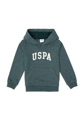 Erkek Çocuk Koyu Yeşil Basic Kapüşonlu Sweatshirt - 50293614072