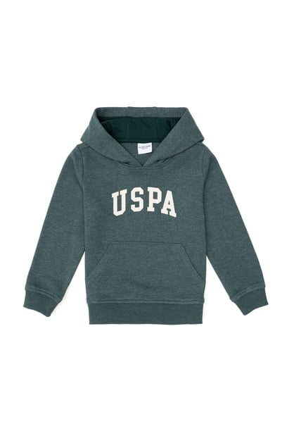 Erkek Çocuk Koyu Yeşil Basic Kapüşonlu Sweatshirt
