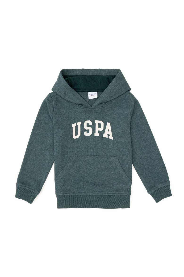 Erkek Çocuk Koyu Yeşil Basic Kapüşonlu Sweatshirt - 50293614072