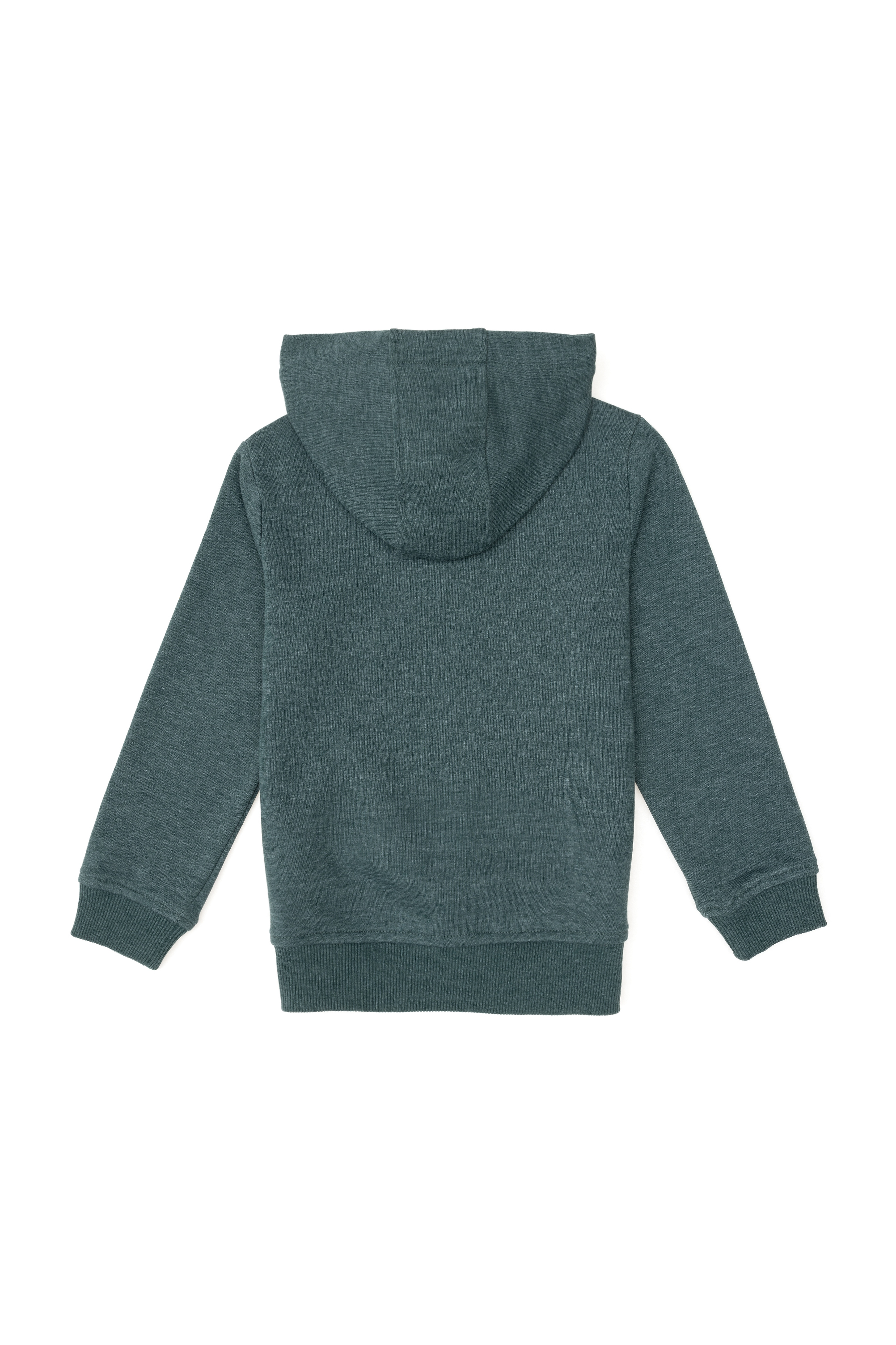 Erkek Çocuk Koyu Yeşil Basic Kapüşonlu Sweatshirt - Image 4