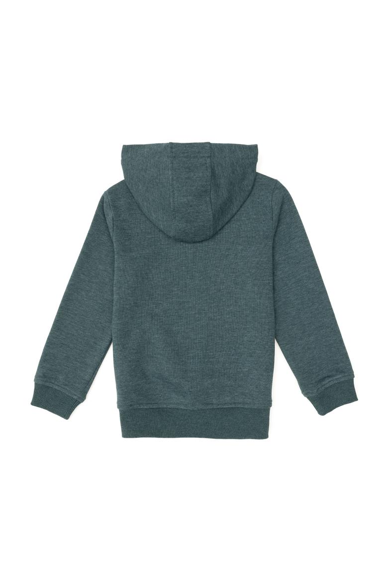 Erkek Çocuk Koyu Yeşil Basic Kapüşonlu Sweatshirt - 50293614072