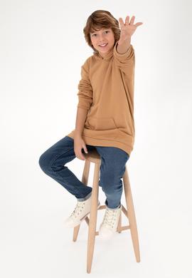 Erkek Çocuk Camel Basic Kapüşonlu Sweatshirt - 50295161019